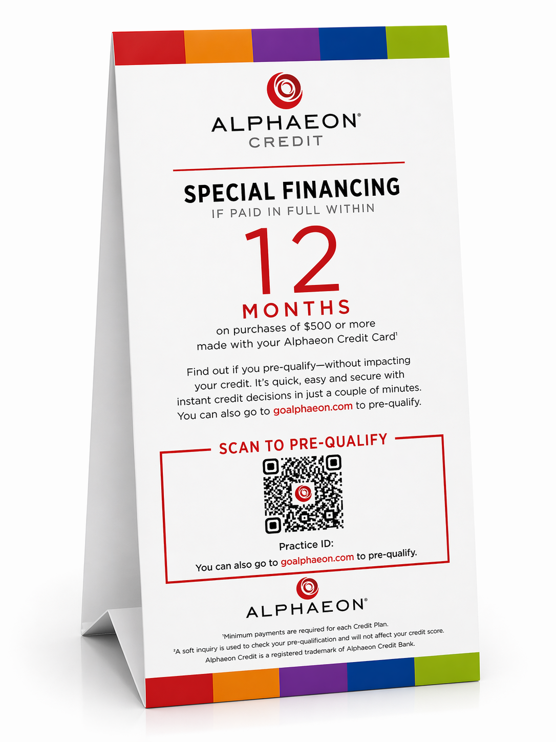 12 Month Special Financing Table Tent