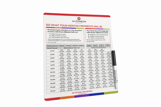 Laminated Payment Chart