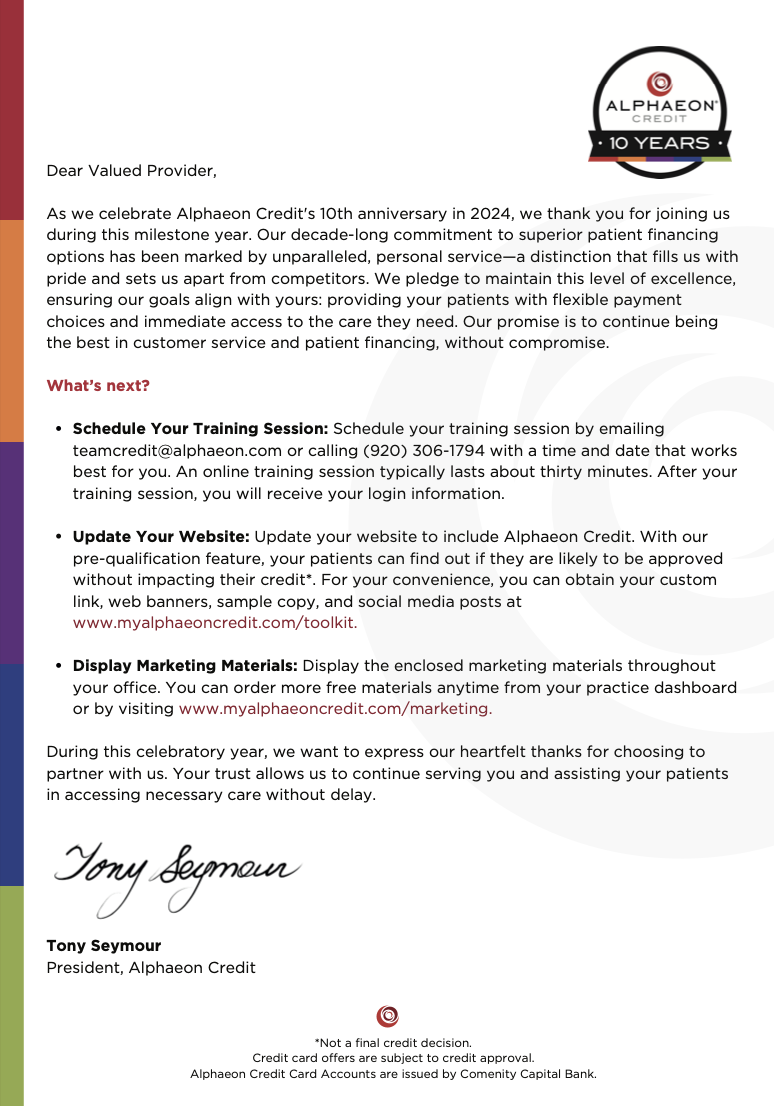 Welcome Letter